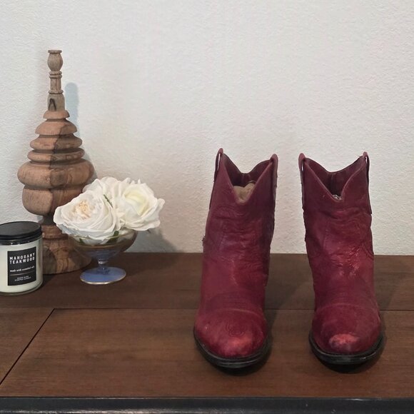 Franco Sarto Red Waco Leather Pointed Cowboy Western Bootie Sz 8.5 - Picture 2 of 10